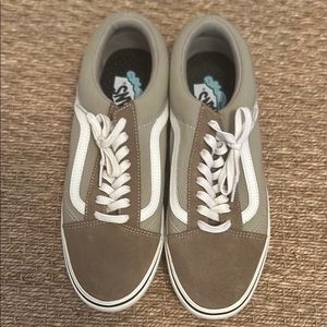 Vans Tan and White Low-Top Sneakers